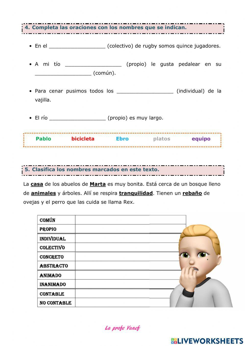 Repaso U4 LENGUA: el nombre, sus clases, género y número. Los prefijos