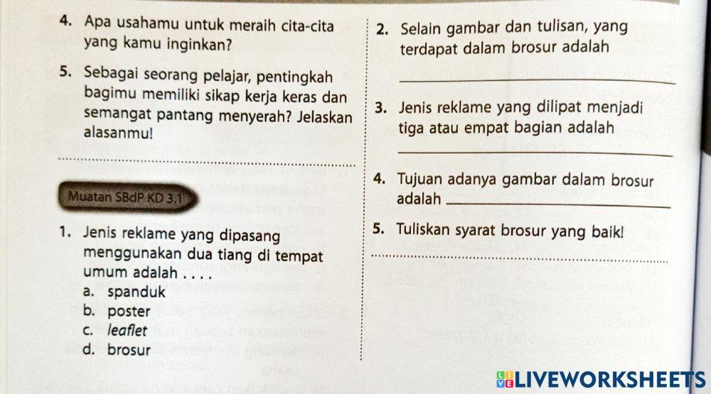 Ulangan harian tema 5 subtema 1 kelas 6