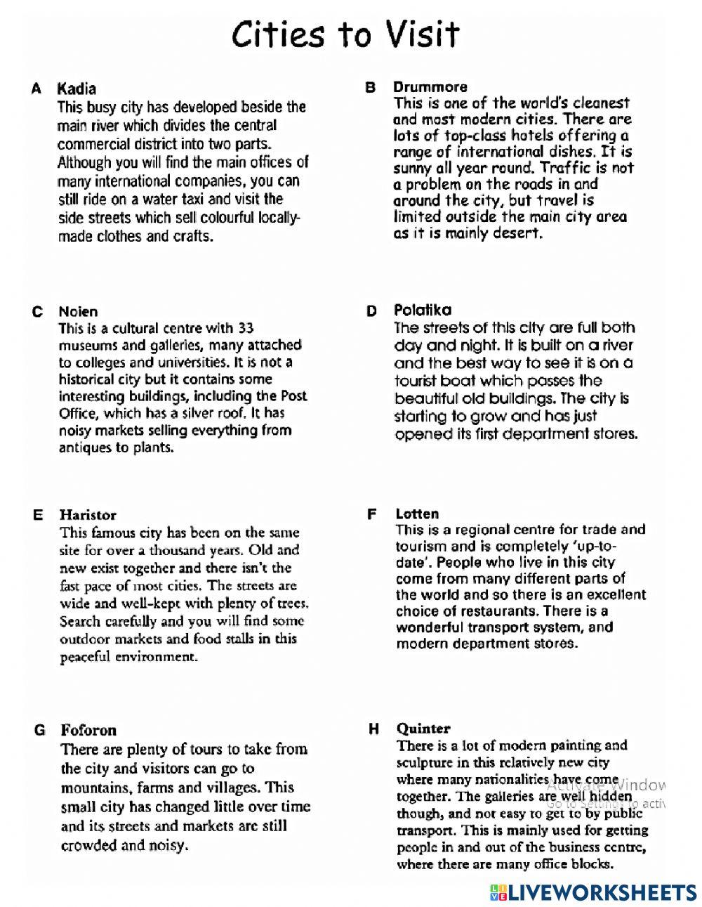 PET - Practice Test - REAING Part 2