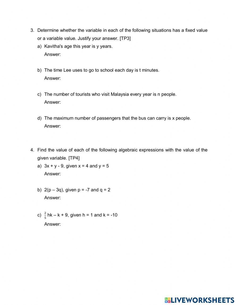 Algebraic Expression