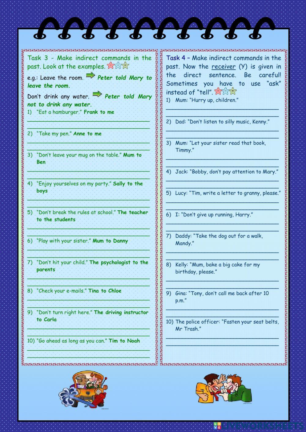 Reported speech: Commands and requests