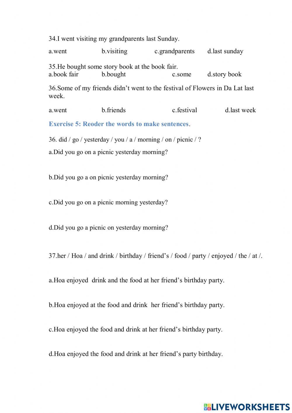 Review the first term 4 ( grade 5)