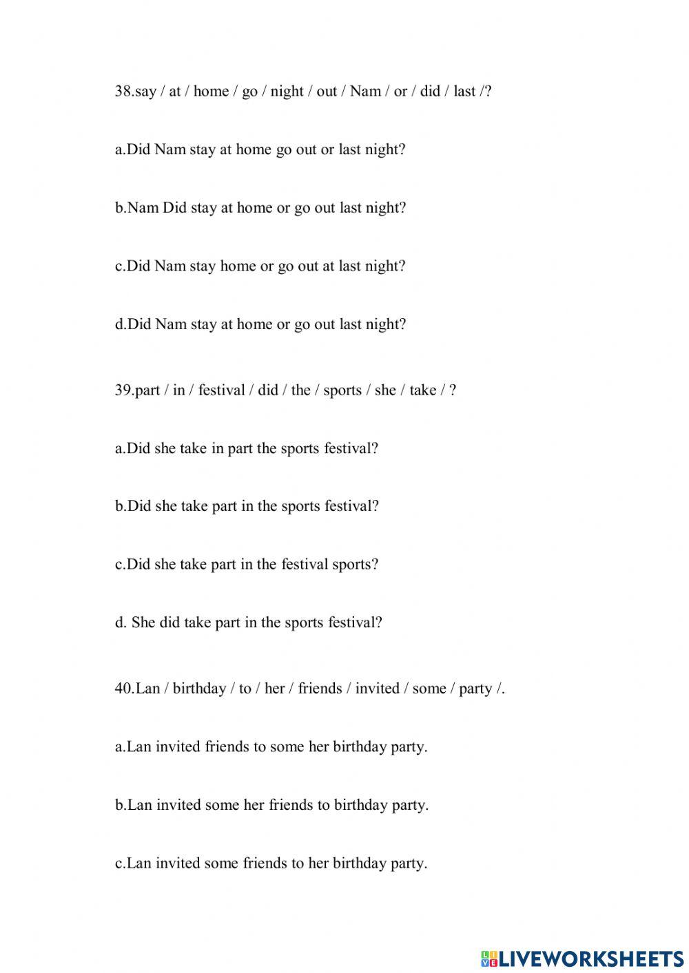 Review the first term 4 ( grade 5)