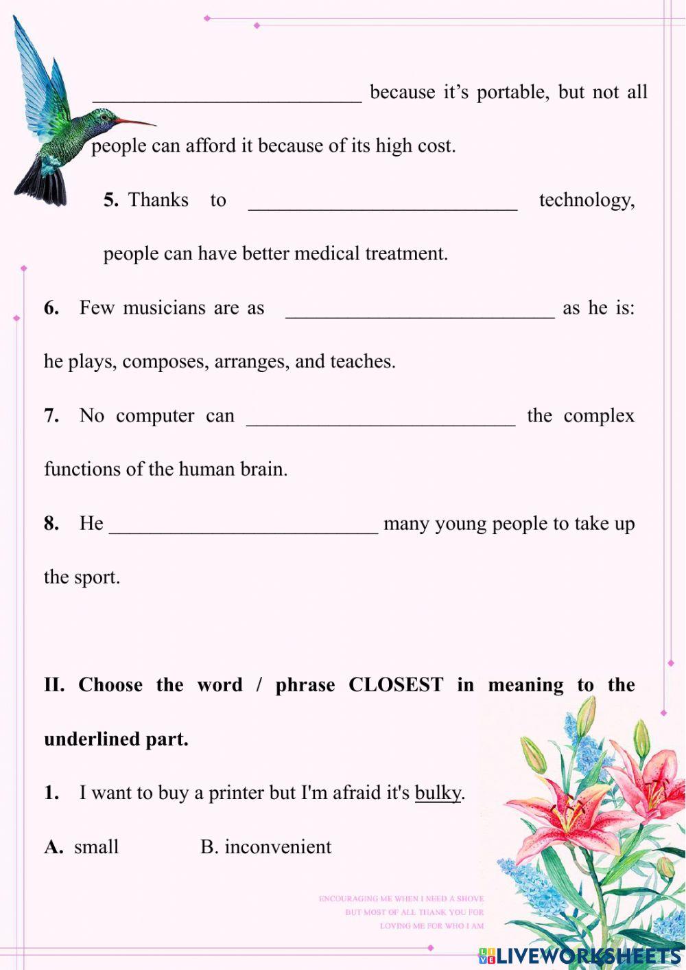 E10. Unit 5. Grammar And Vocabulary Practice