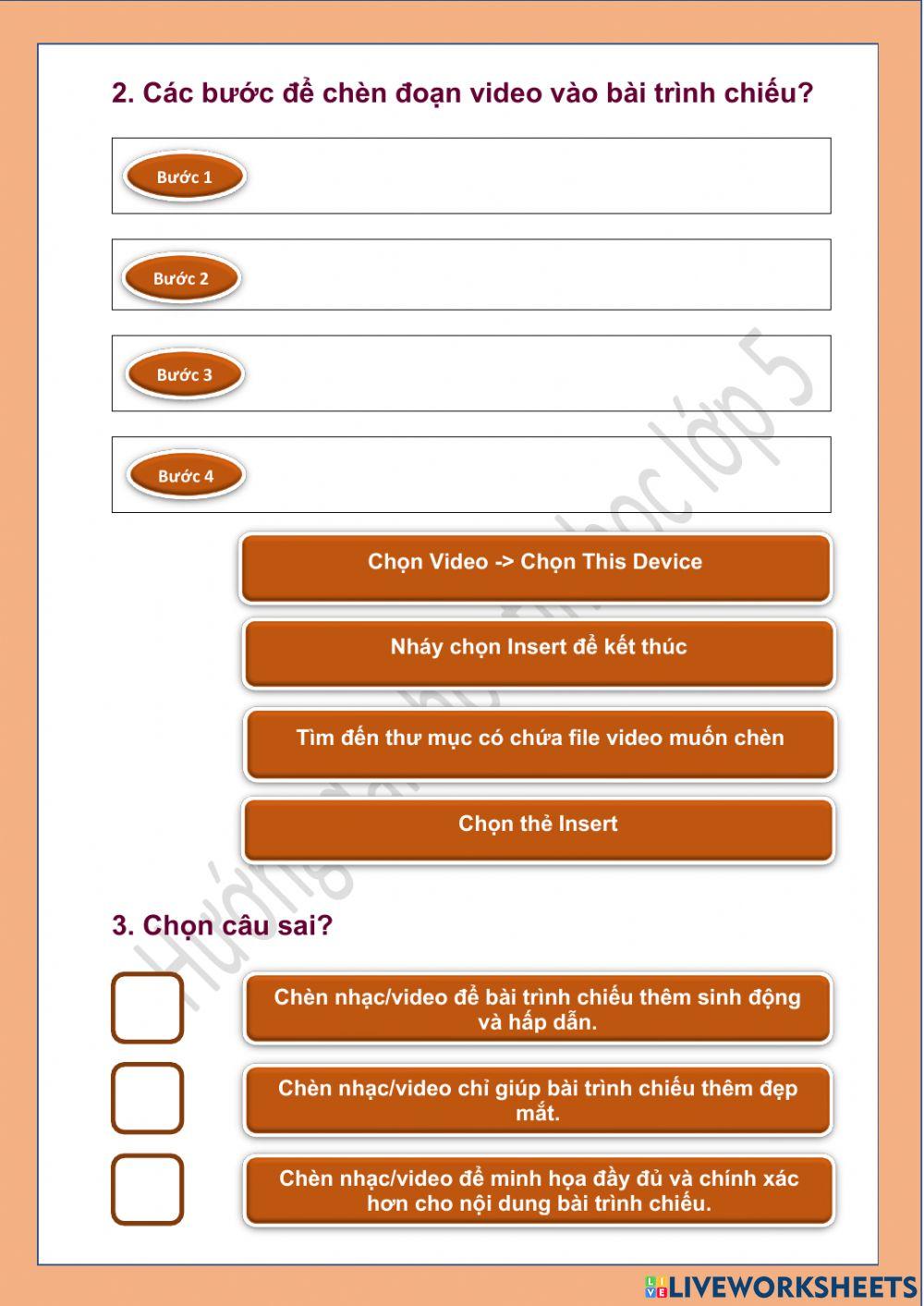Tin học lớp 5-Tuần 15-CĐ3-Bài 4: Chèn đoạn video vào bài trình chiếu