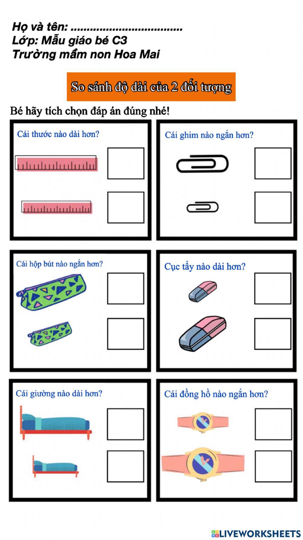 So sánh độ dài của 2 đối tượng