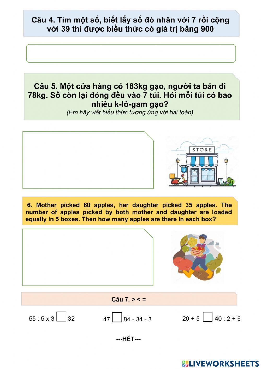 Ôn tập tính giá trị biểu thức