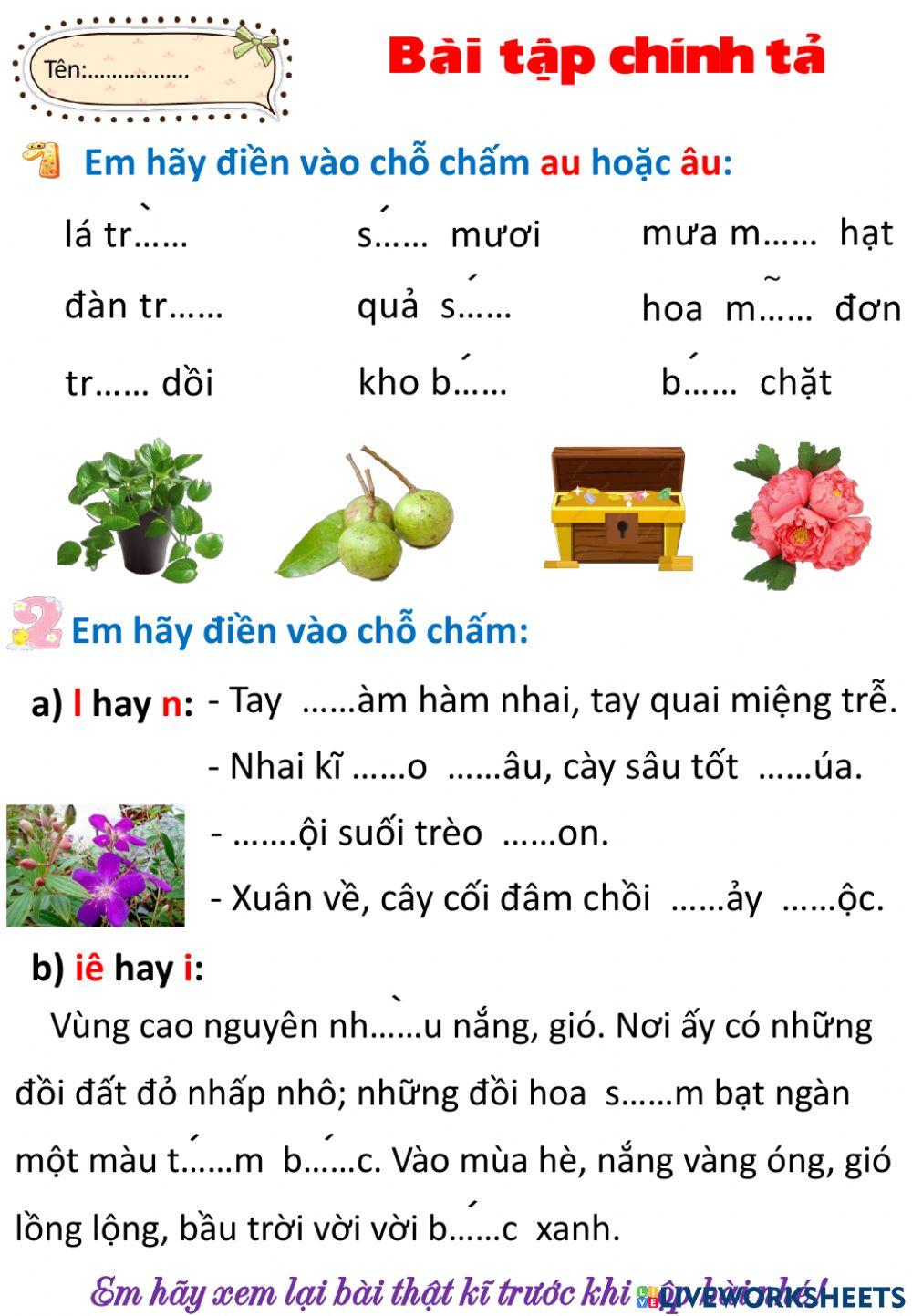 Chính tả tuần 14 thứ sáu