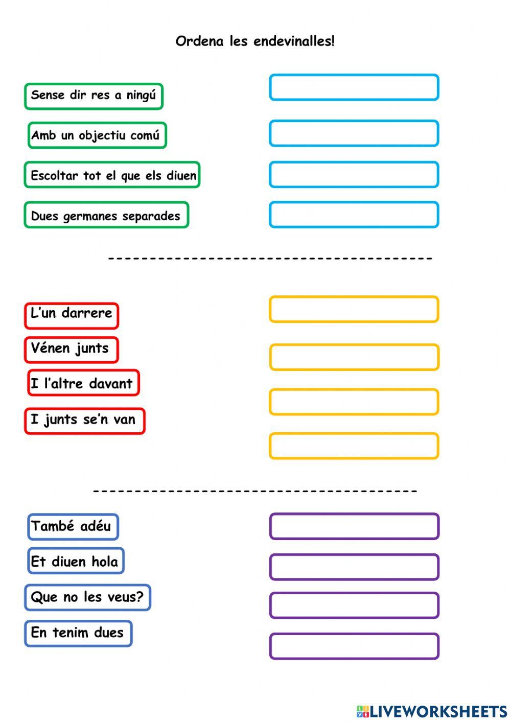 Ordena les endevinalles!