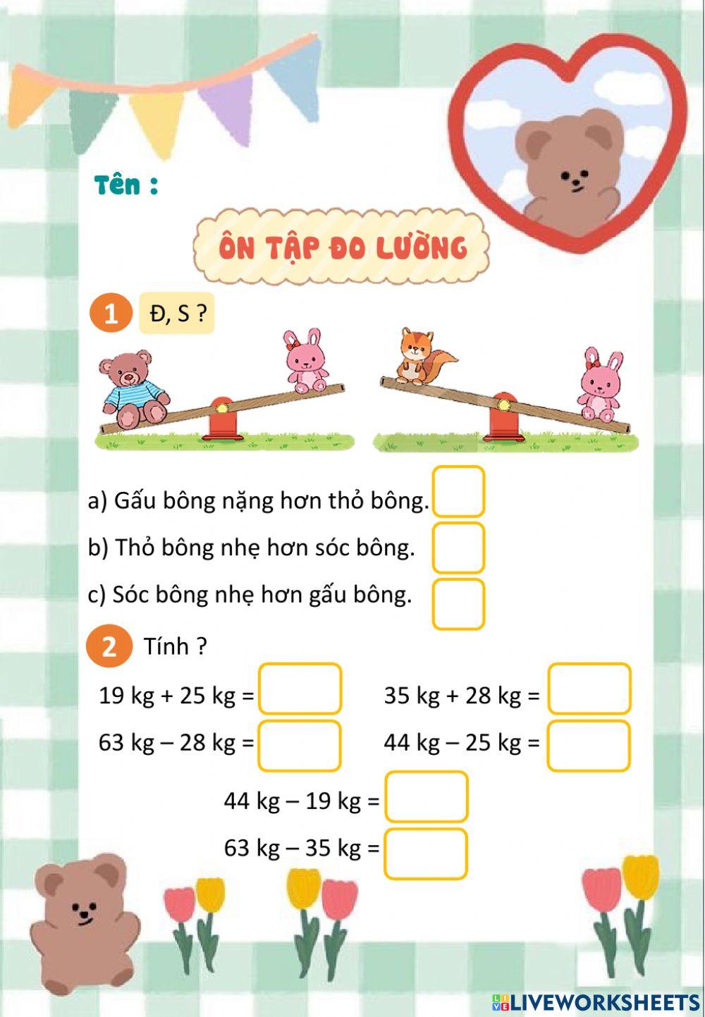 Ôn tập về đo lường trang 132, 133