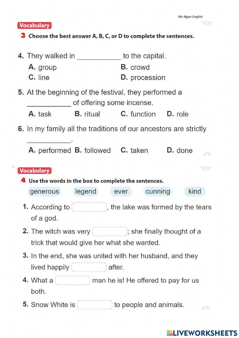 English 8  - Review 2 - Page 68