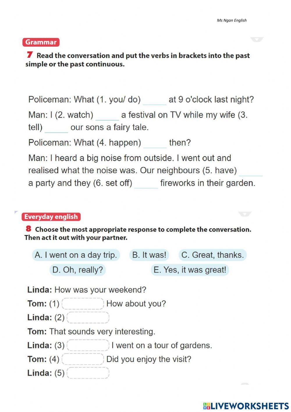 English 8  - Review 2 - Page 68