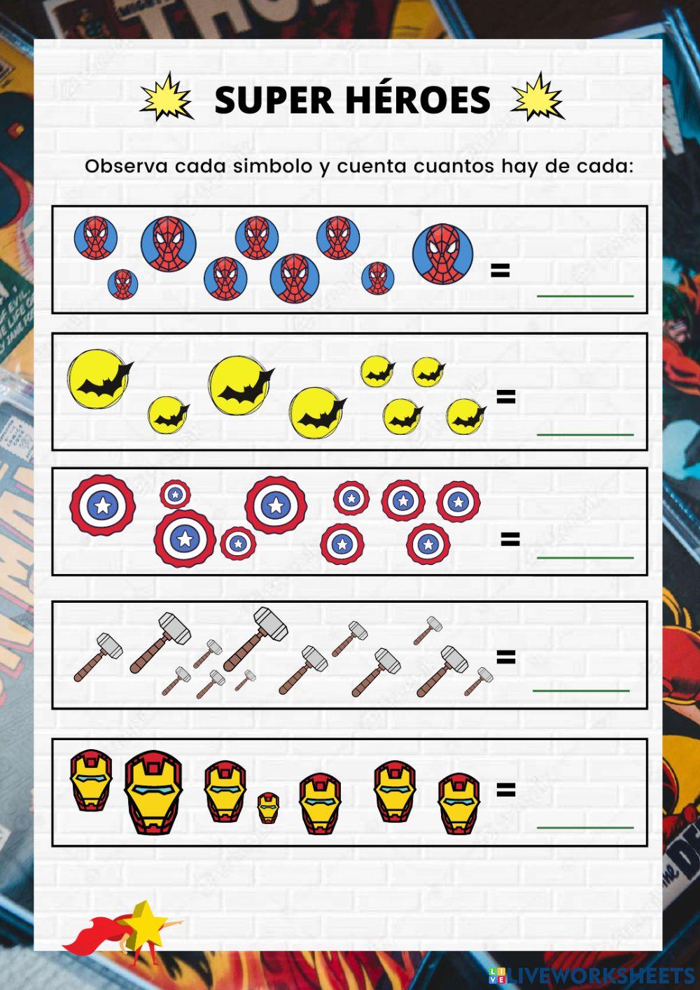 Ficha de conteo super héroes