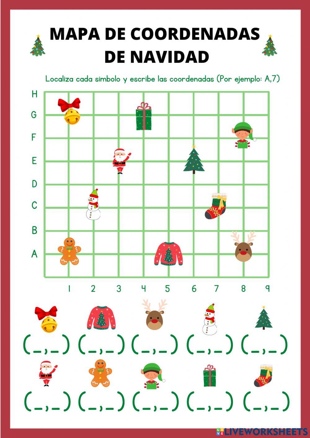Mapa de coordenadas de navidad