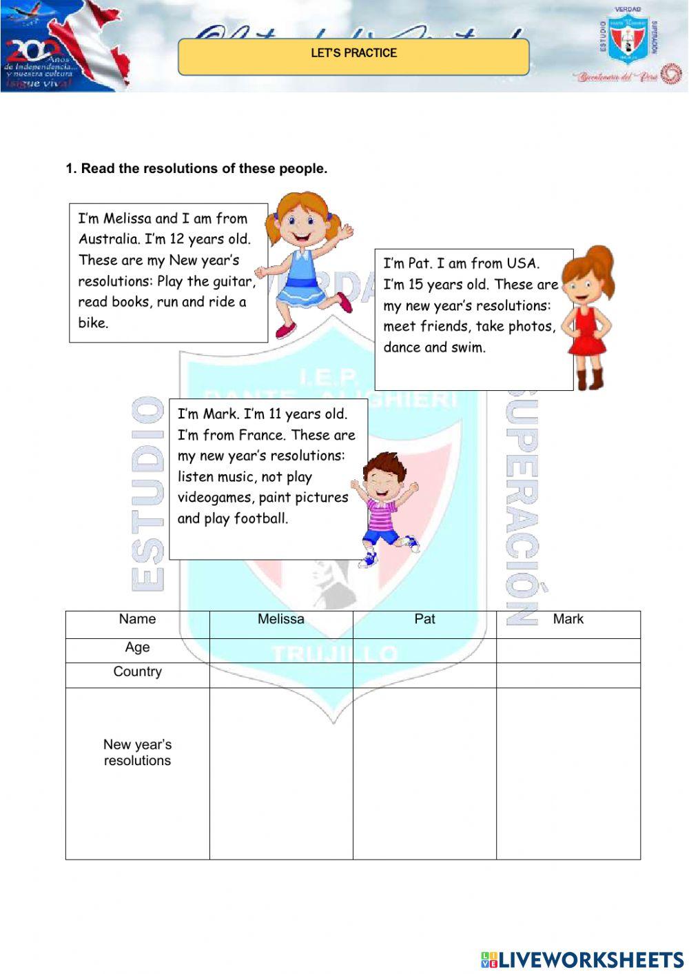 New year's resolutions