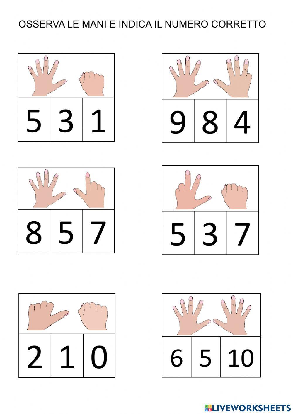 Numeri con le mani