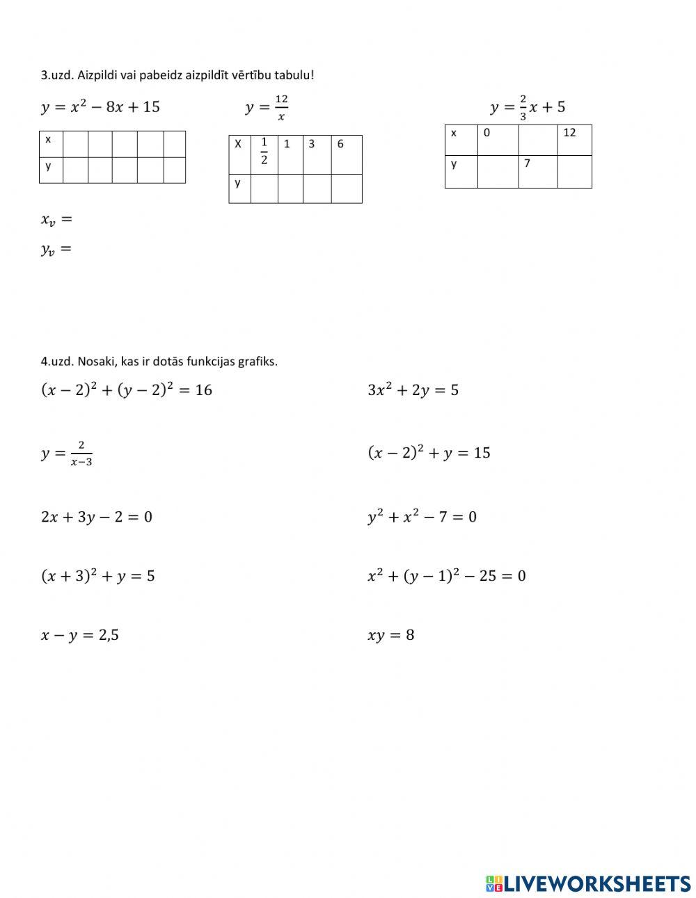 Vienādojumi ar diviem mainīgajiem, to sistēmas