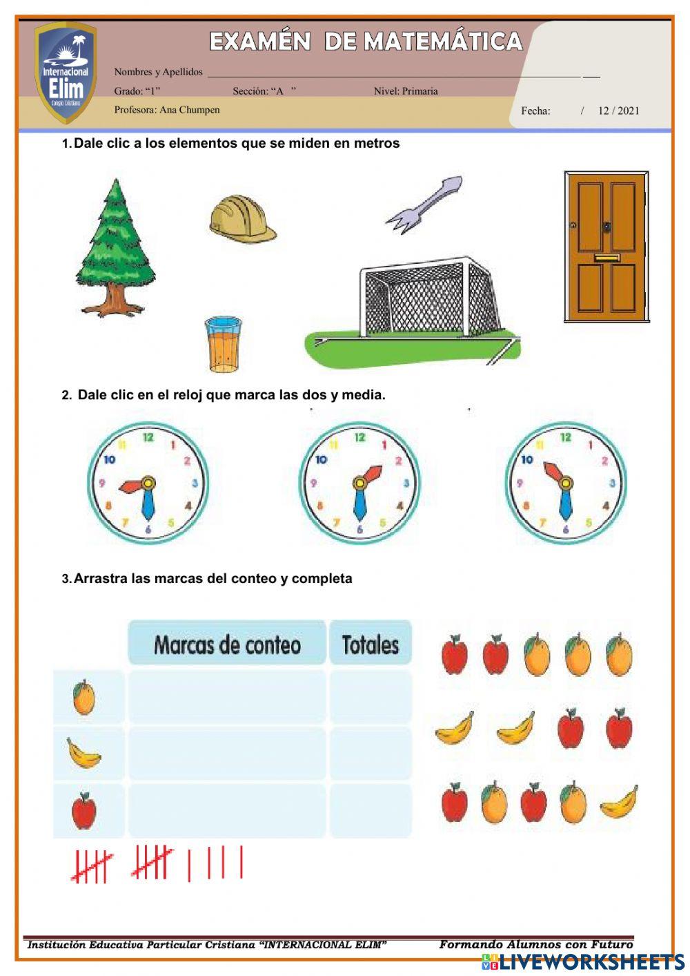 Examen de matemática