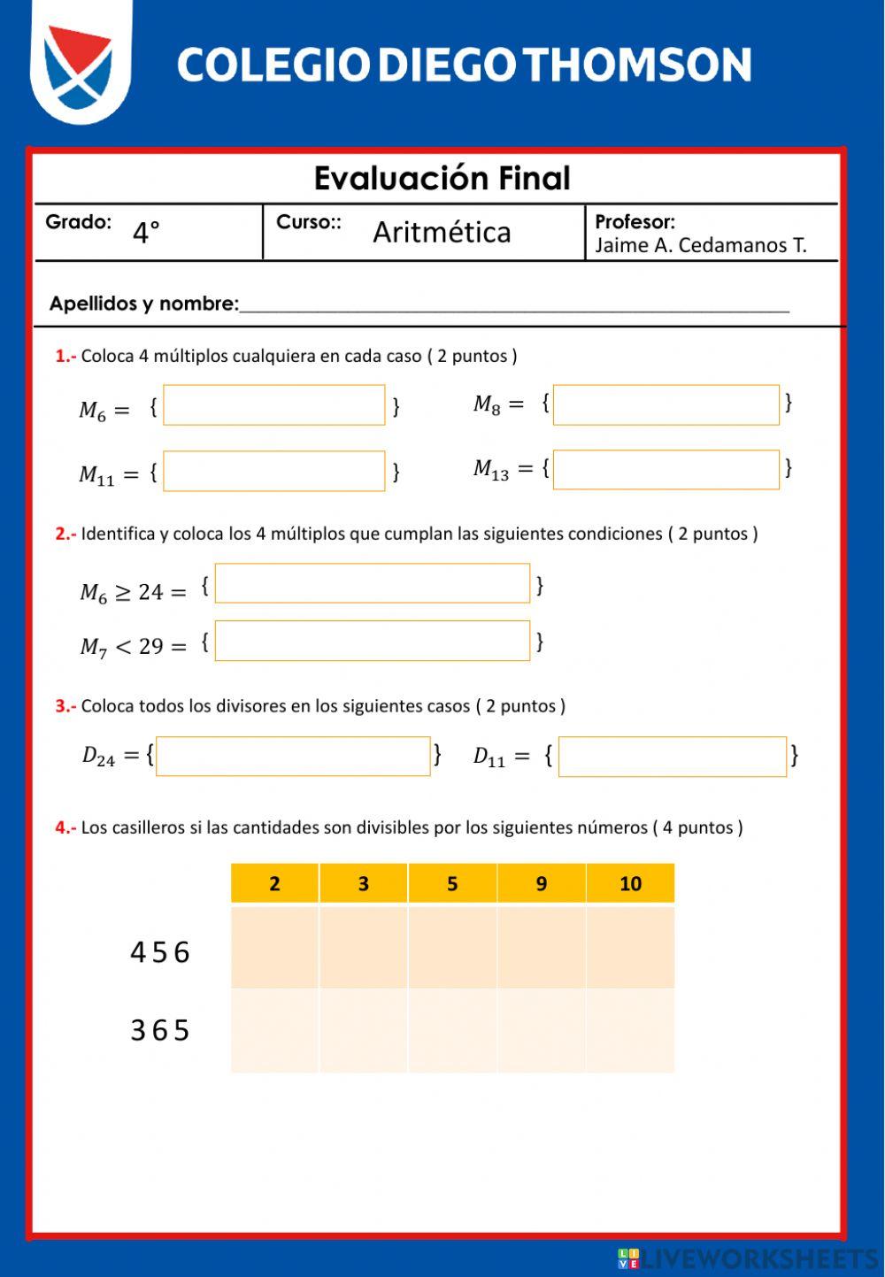 4to - A - Examen Final 4to - A - Examen Final
