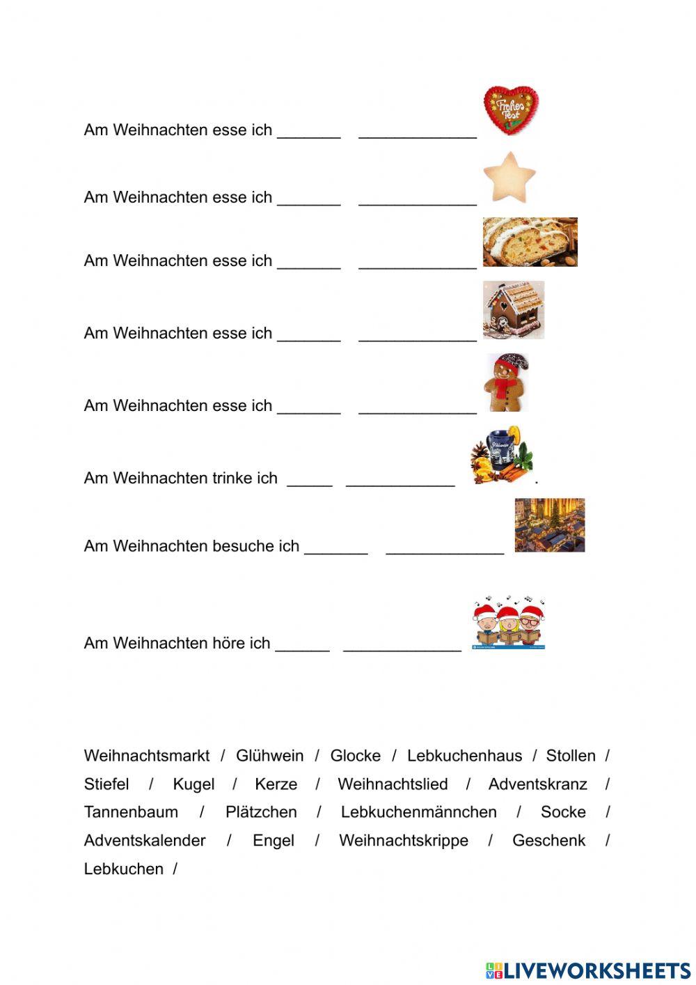 Weihnachten - Wortschatz und Akkusativ -