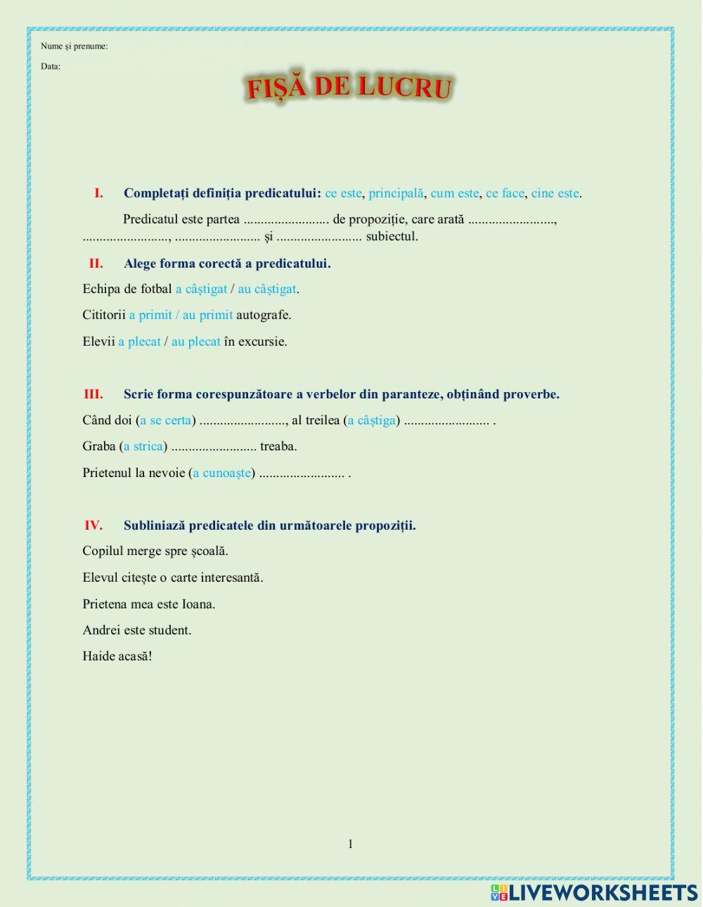 Fișă de lucru