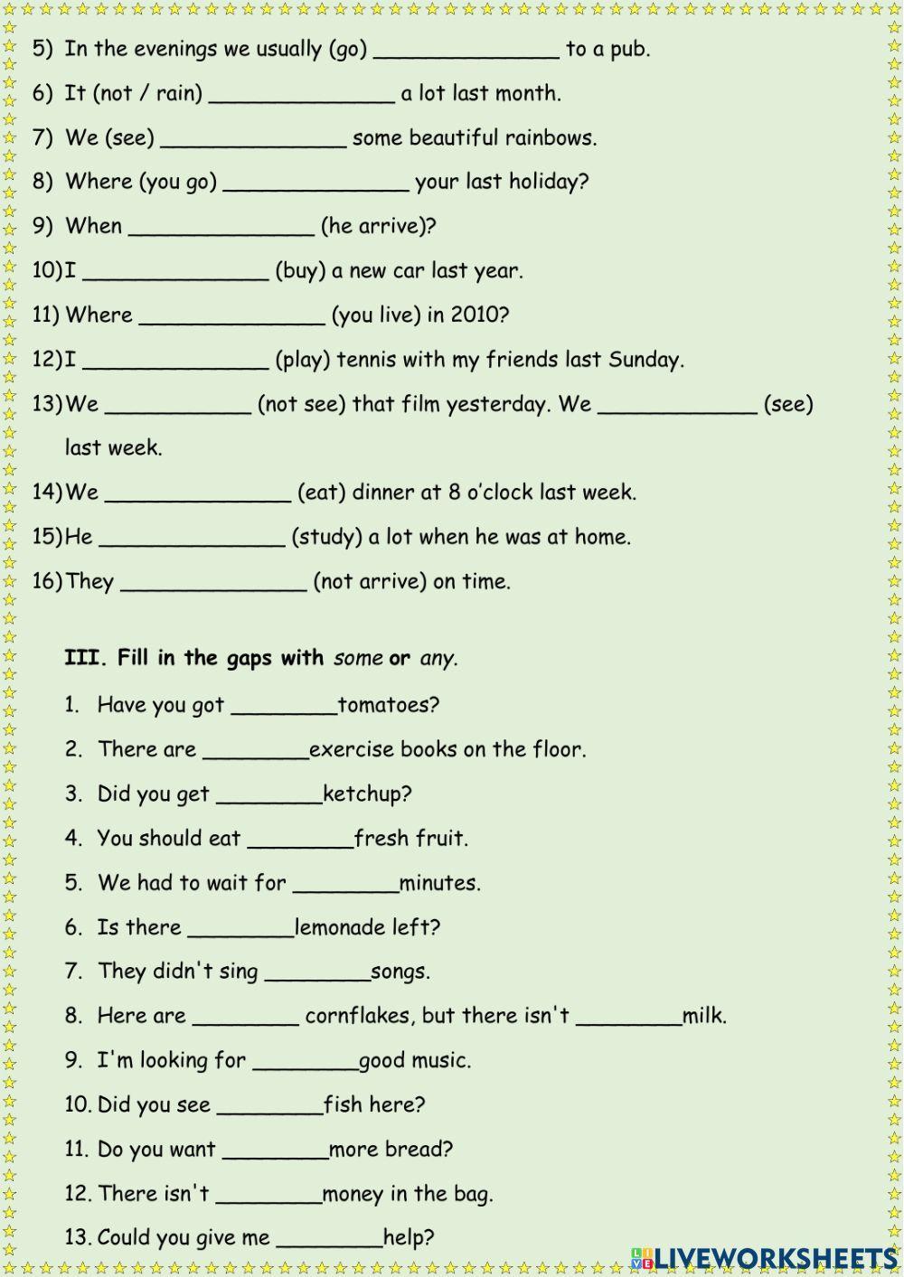 Will, going to, past simple