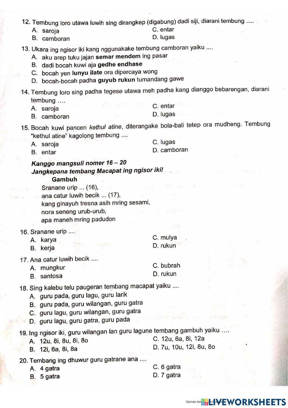 Kelas 5 Penilaian Bhs.Jawa