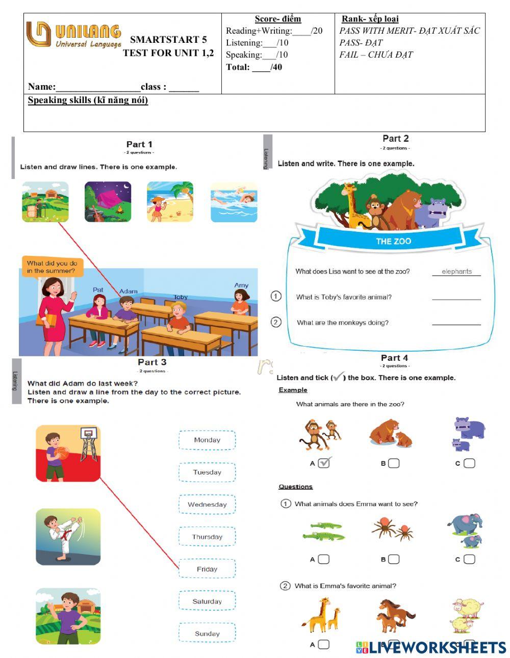 Test smart start 5 theme 1,2