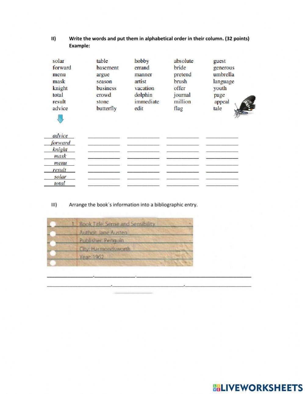 6th grade EXAM 2nd Trimester 1st moment