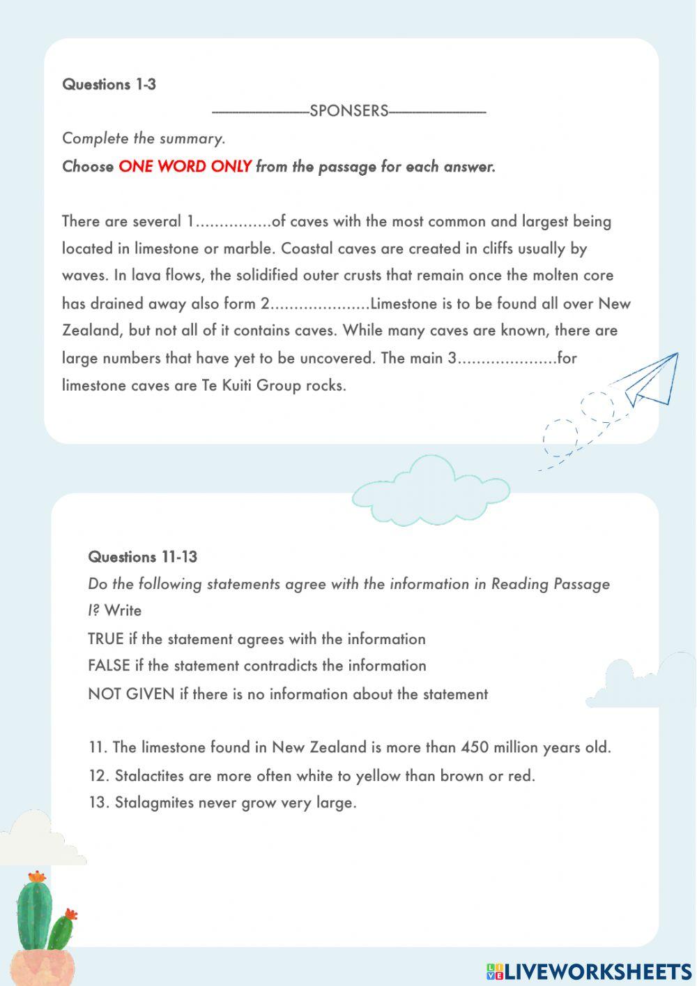 Practice test 1 booster 1 reading