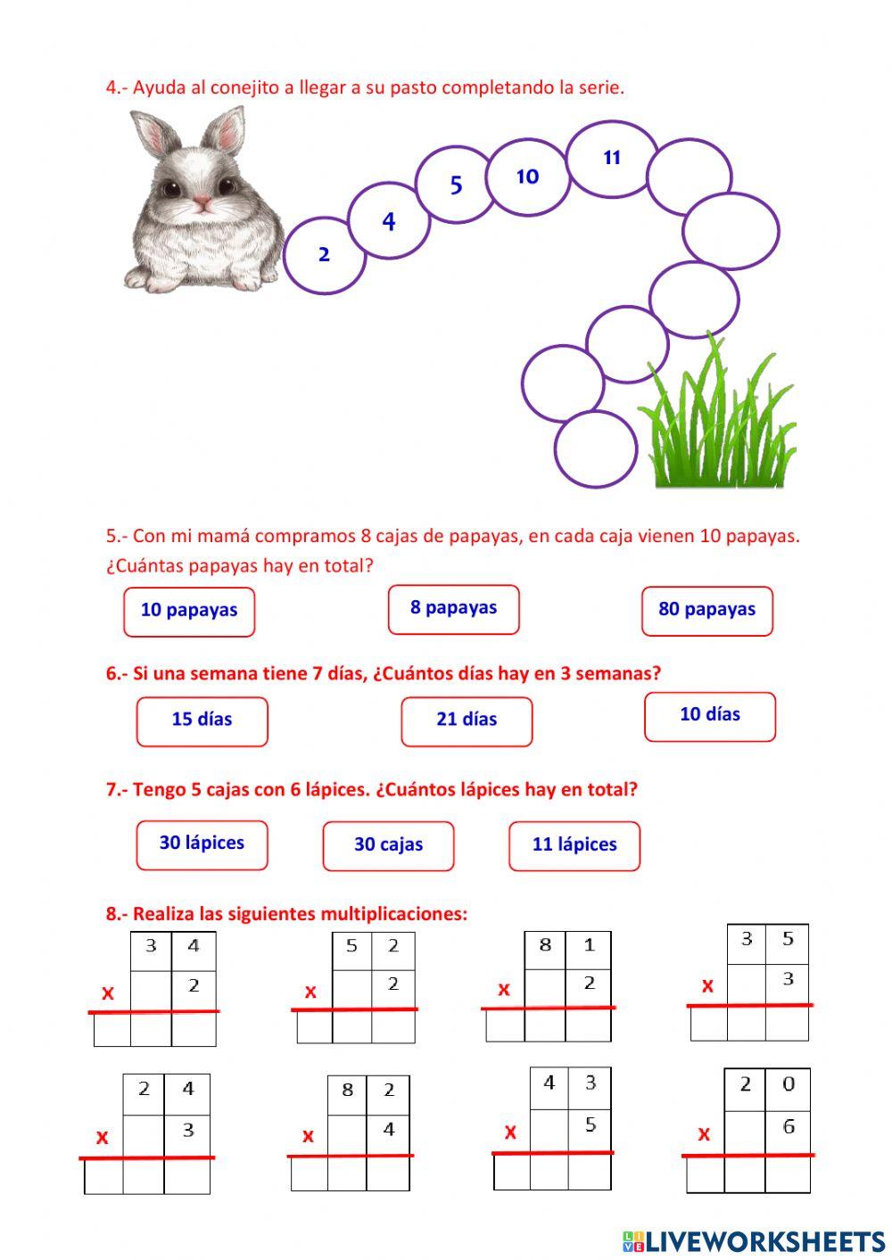 La multiplicación y sus partes