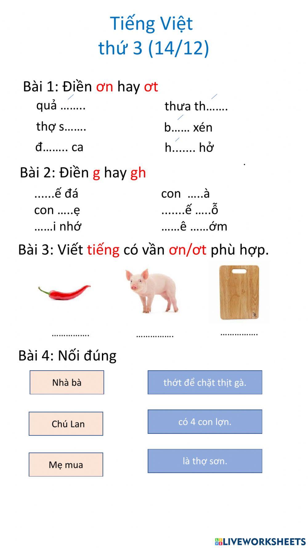 Tiếng Việt thứ 3 (14-12)