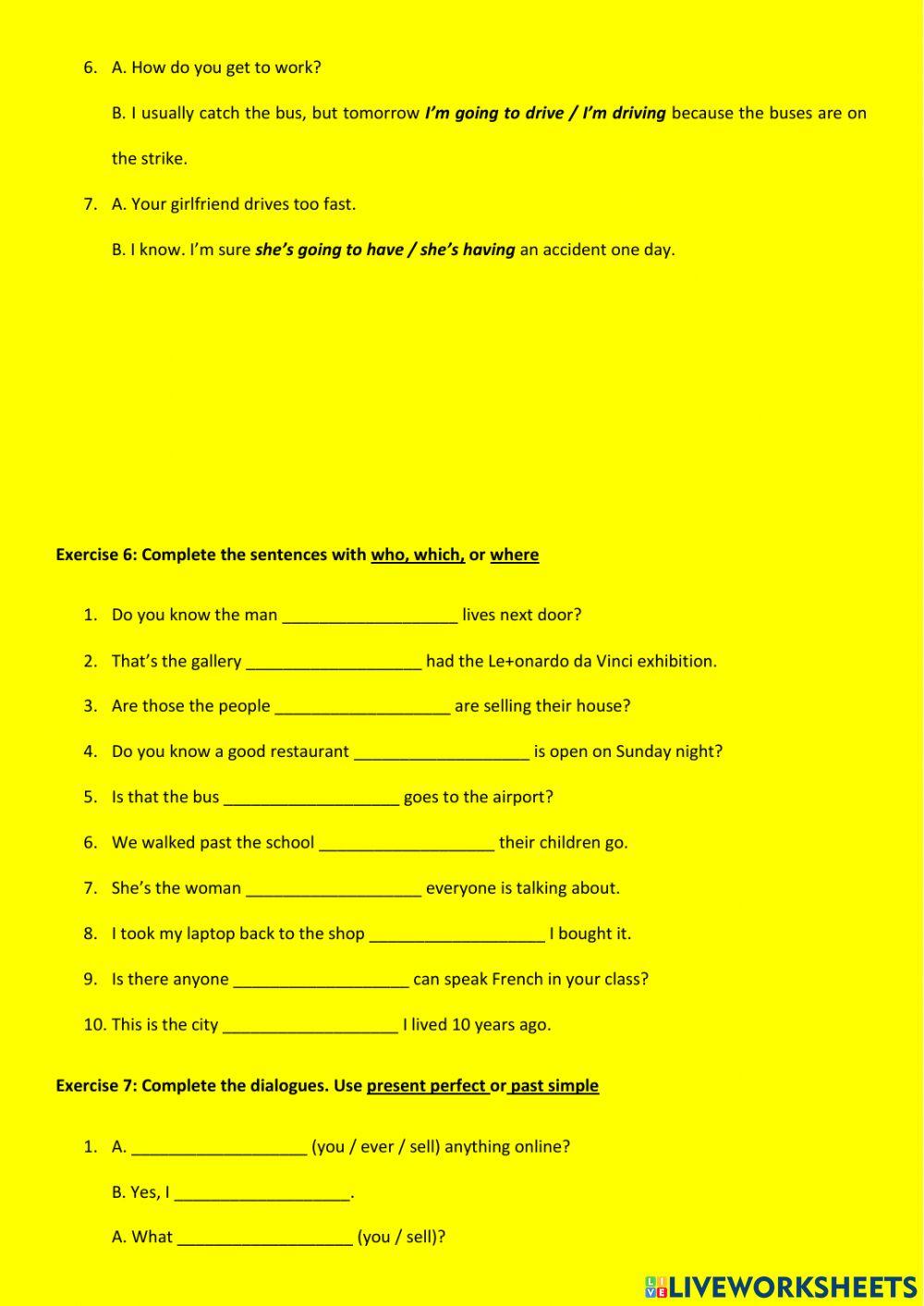 Grammar review online pdf worksheet | Live Worksheets