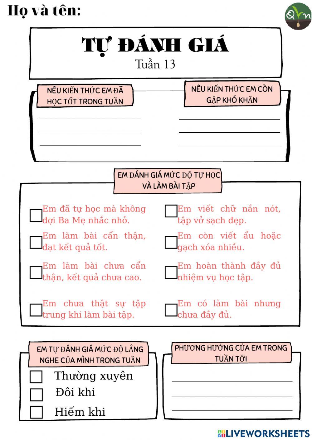 Sinh hoạt lớp Tuần 13