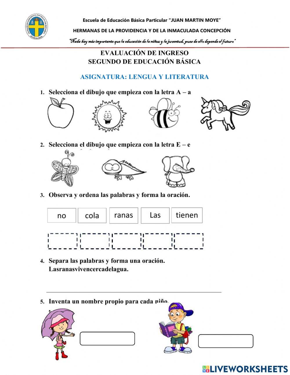 Evaluación de aspirantes a segundo