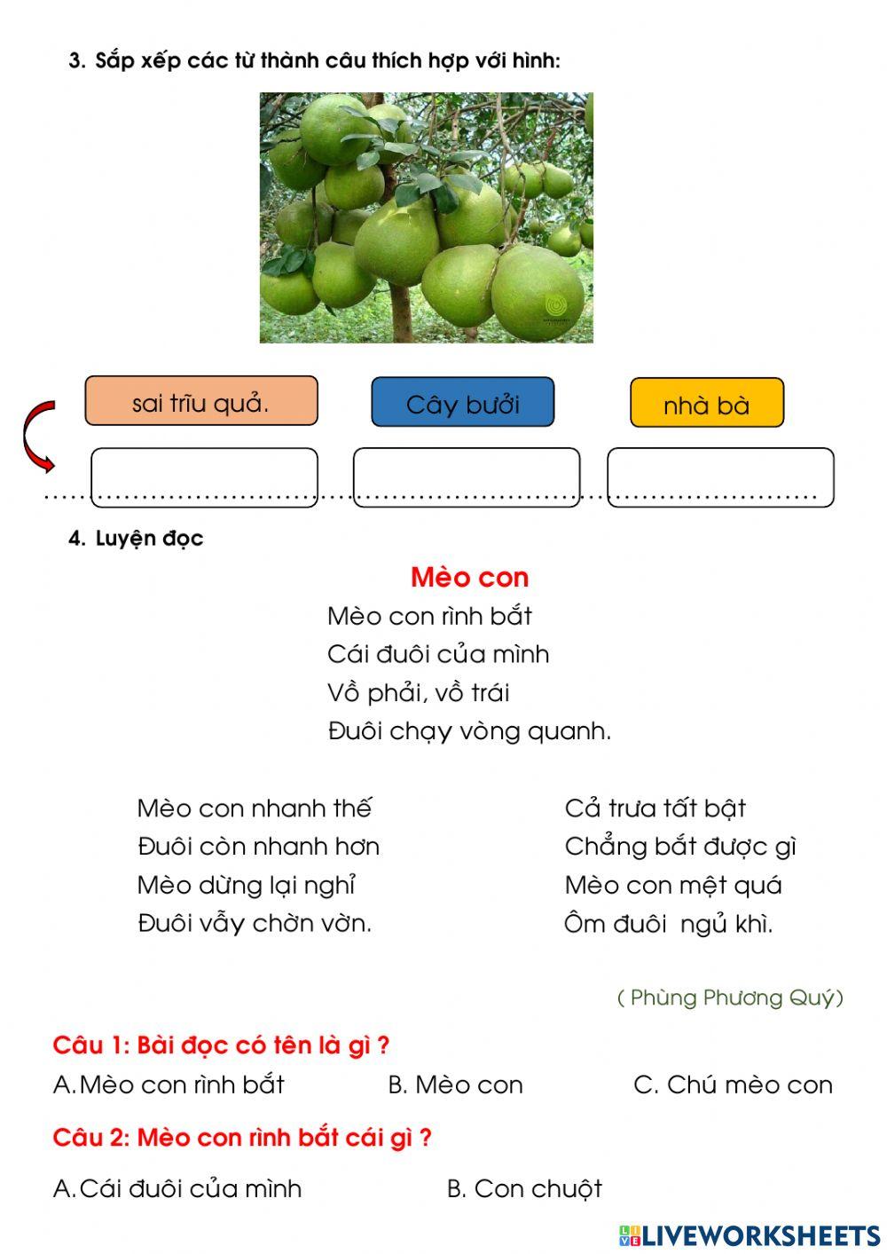 Bài ôn tiếng việt cuối tuần 15