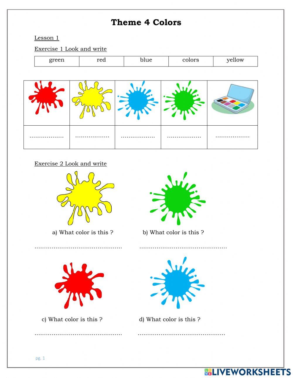 Theme 4 Colors. Lesson 1 worksheet | Live Worksheets