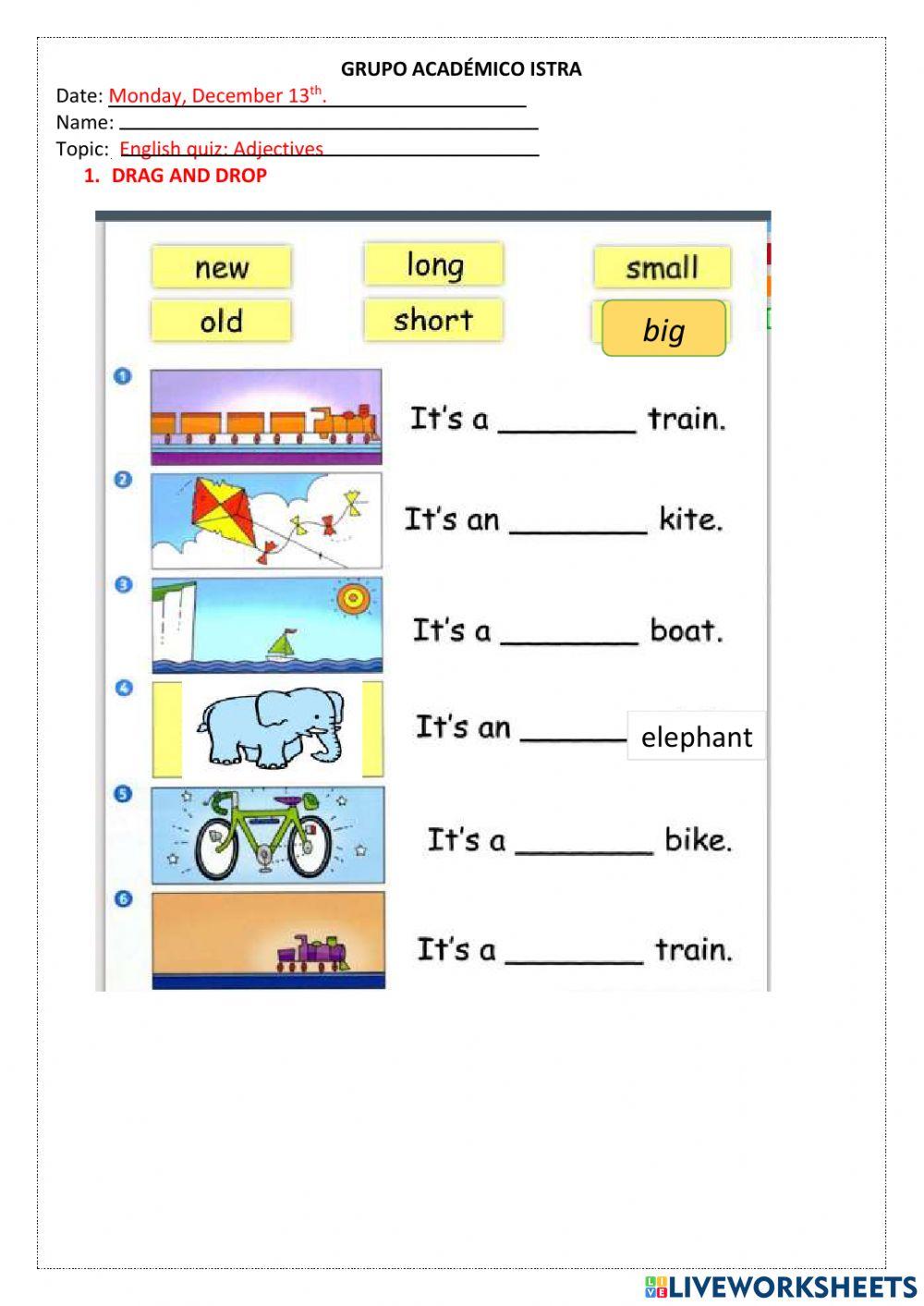 ADJECTIVES ENGLISH QUIZ