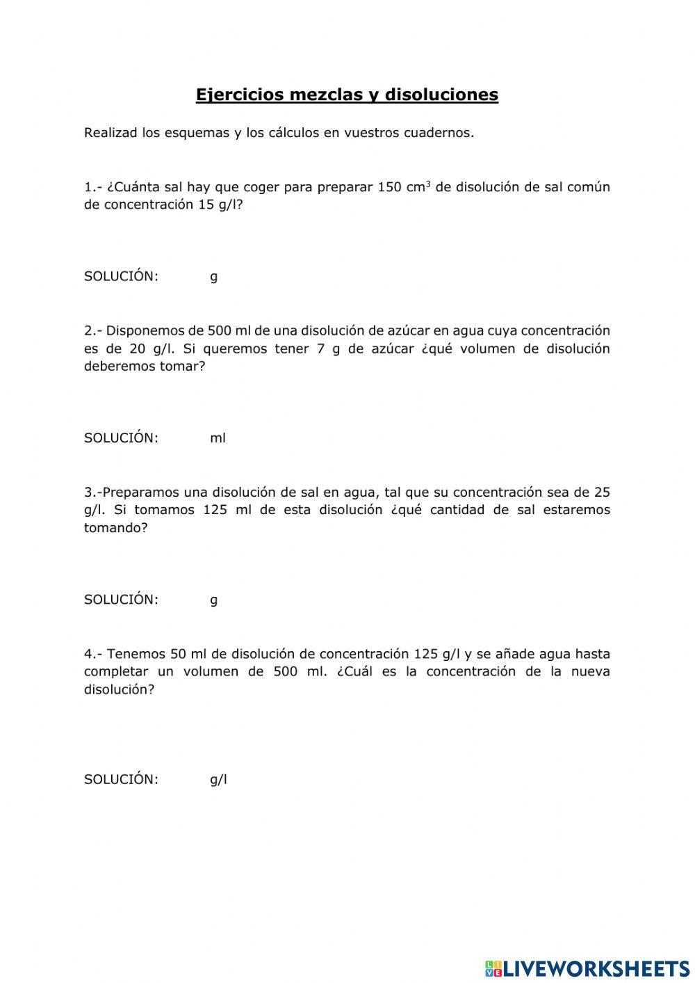 Ejercicios disoluciones