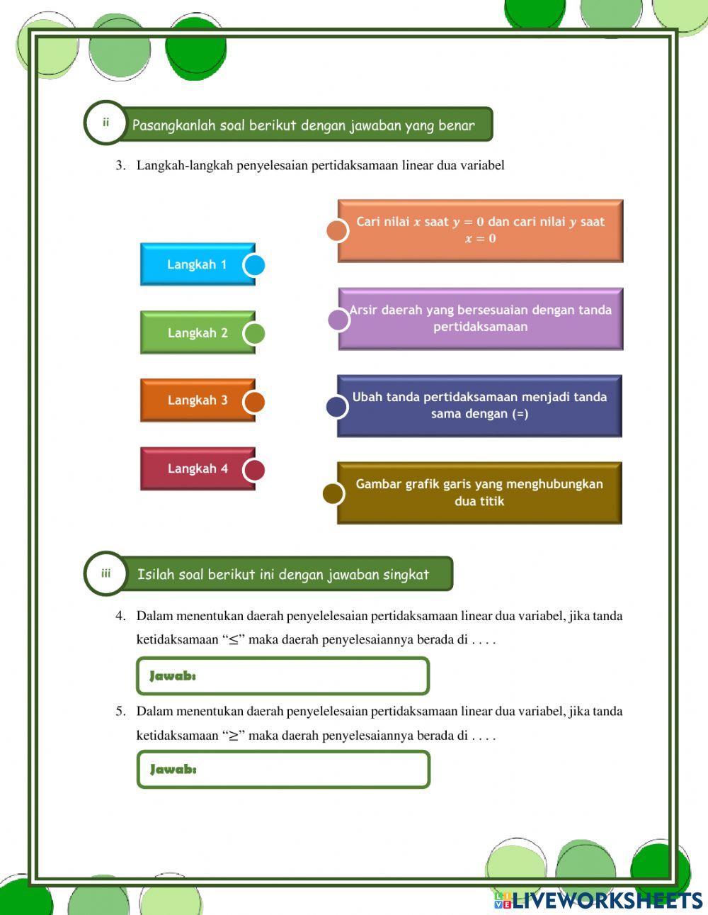Pertidaksamaan Linear Dua Variabel