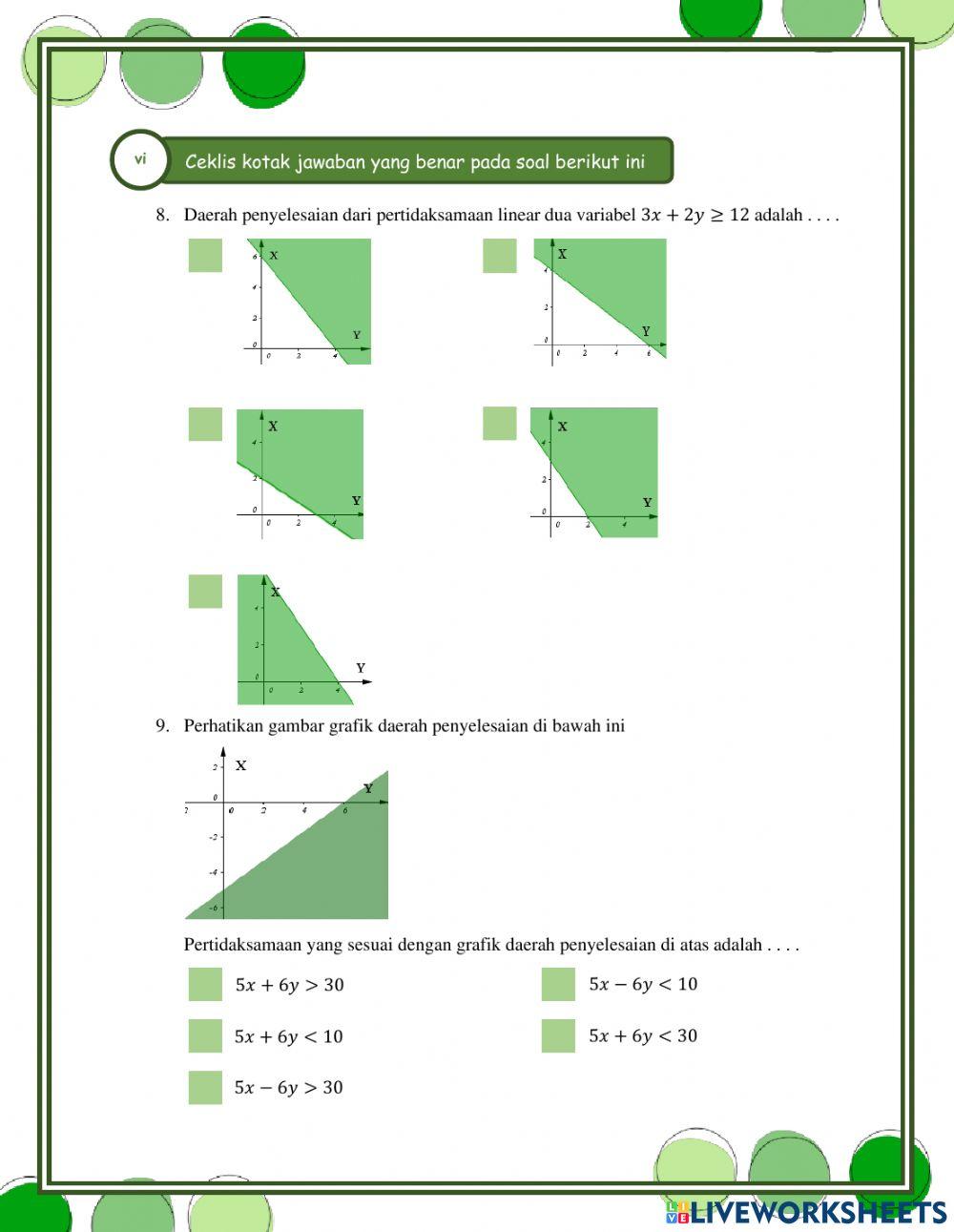 Pertidaksamaan Linear Dua Variabel