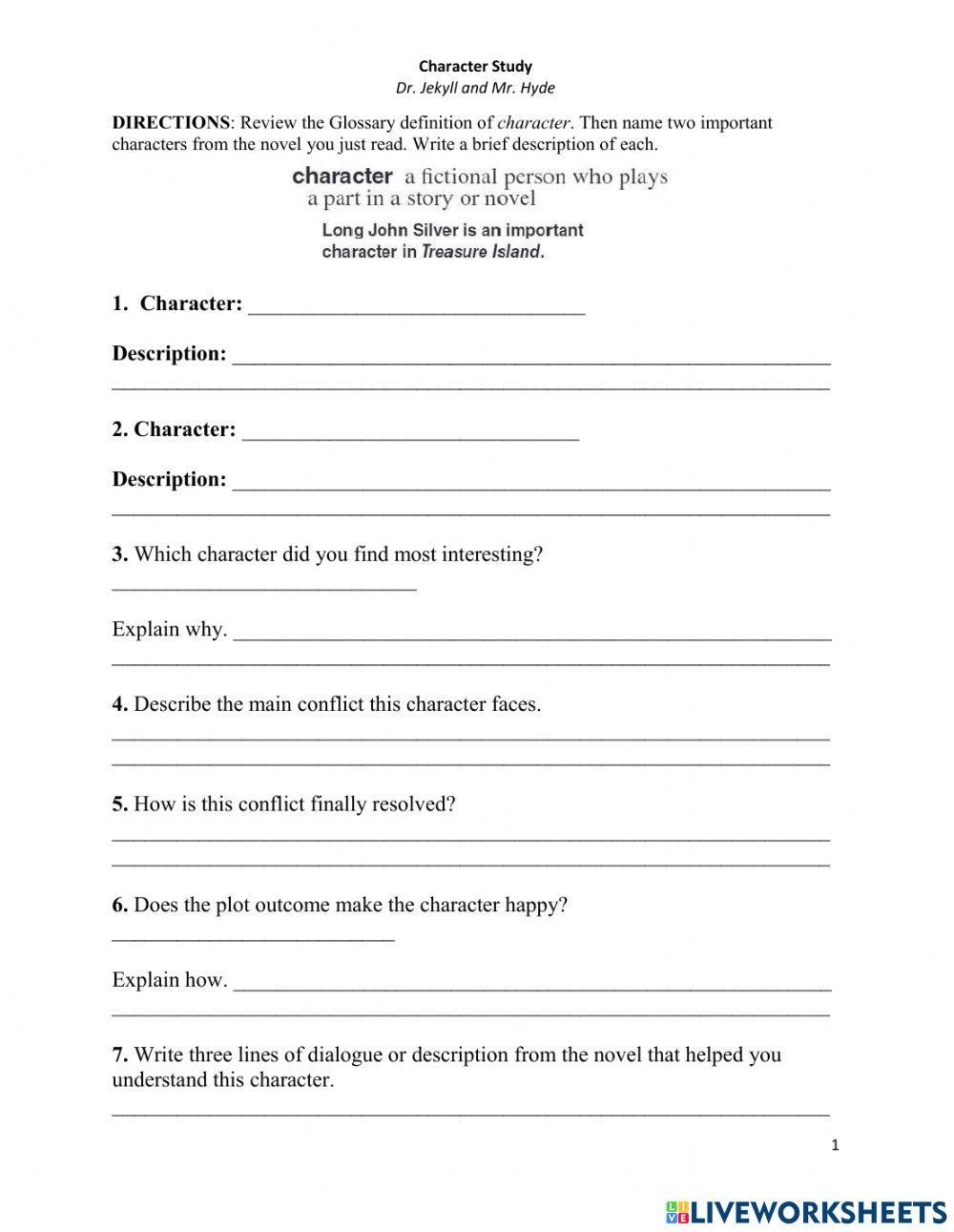 Dr. Jekyll and Mr. Hyde Character Study