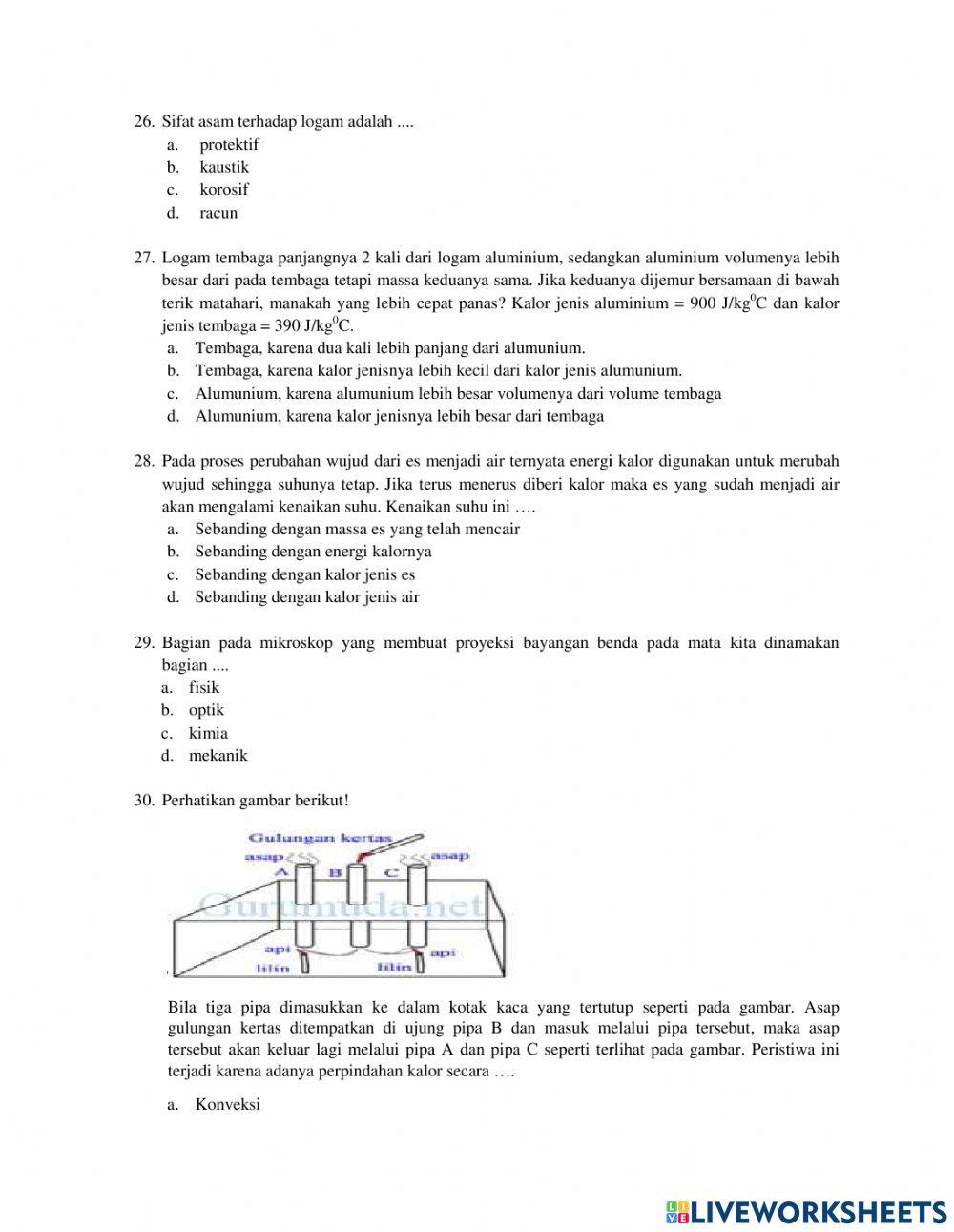 Soal PAS IPA 7 Semester Ganjil