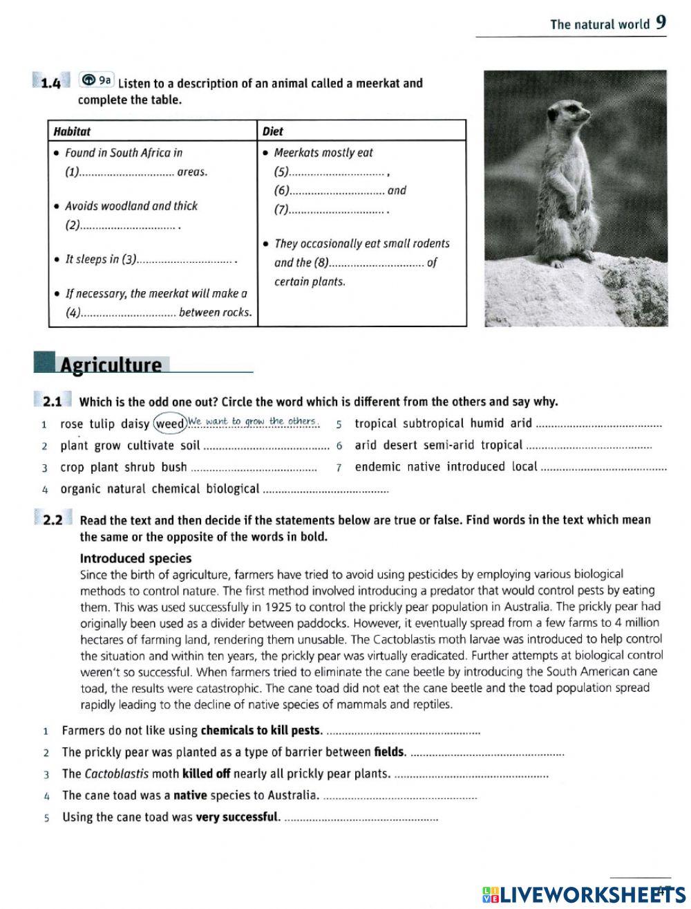 Unit 9: The natural world