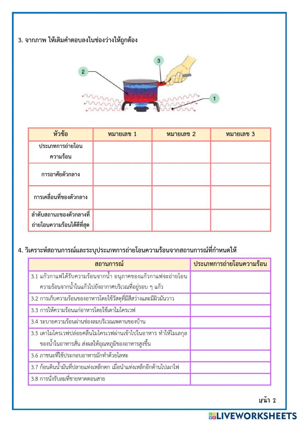 ใบงานที่ 4.7 เรื่องการถ่ายโอนความร้อน
