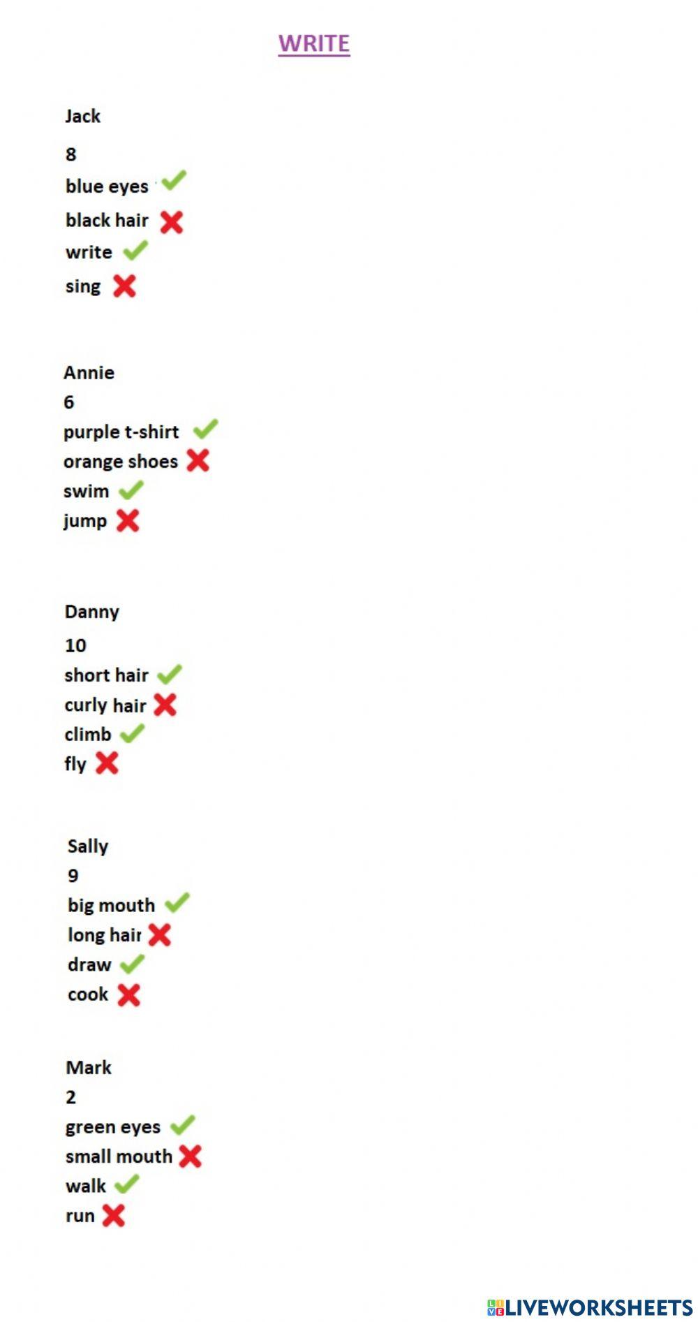 Personal description - Children 1