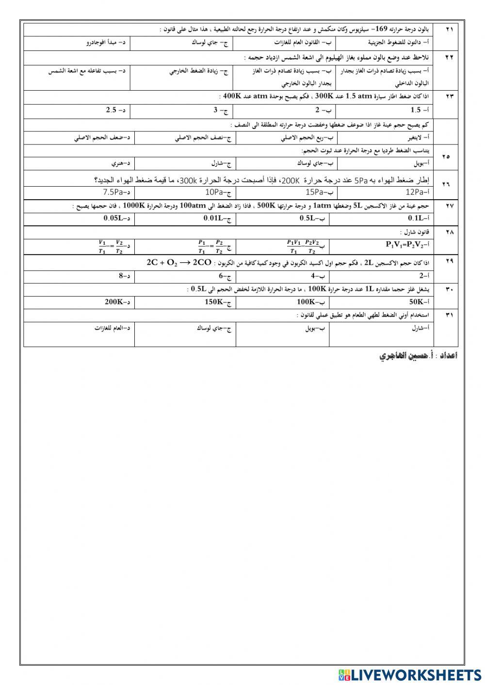 تجميعات تحصيلي الغازات