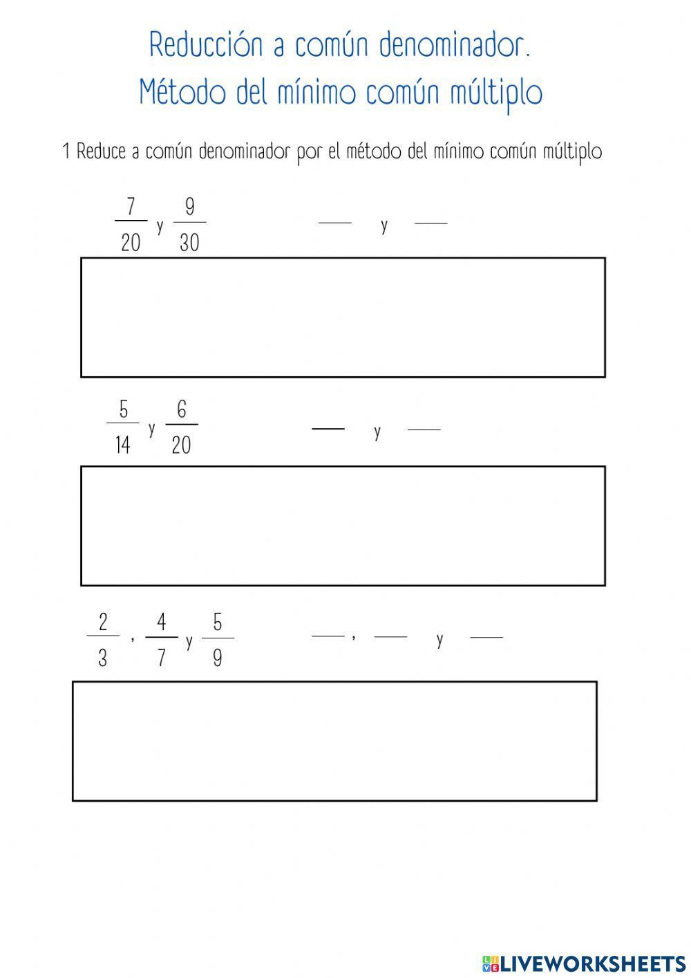 Común denominador mcm