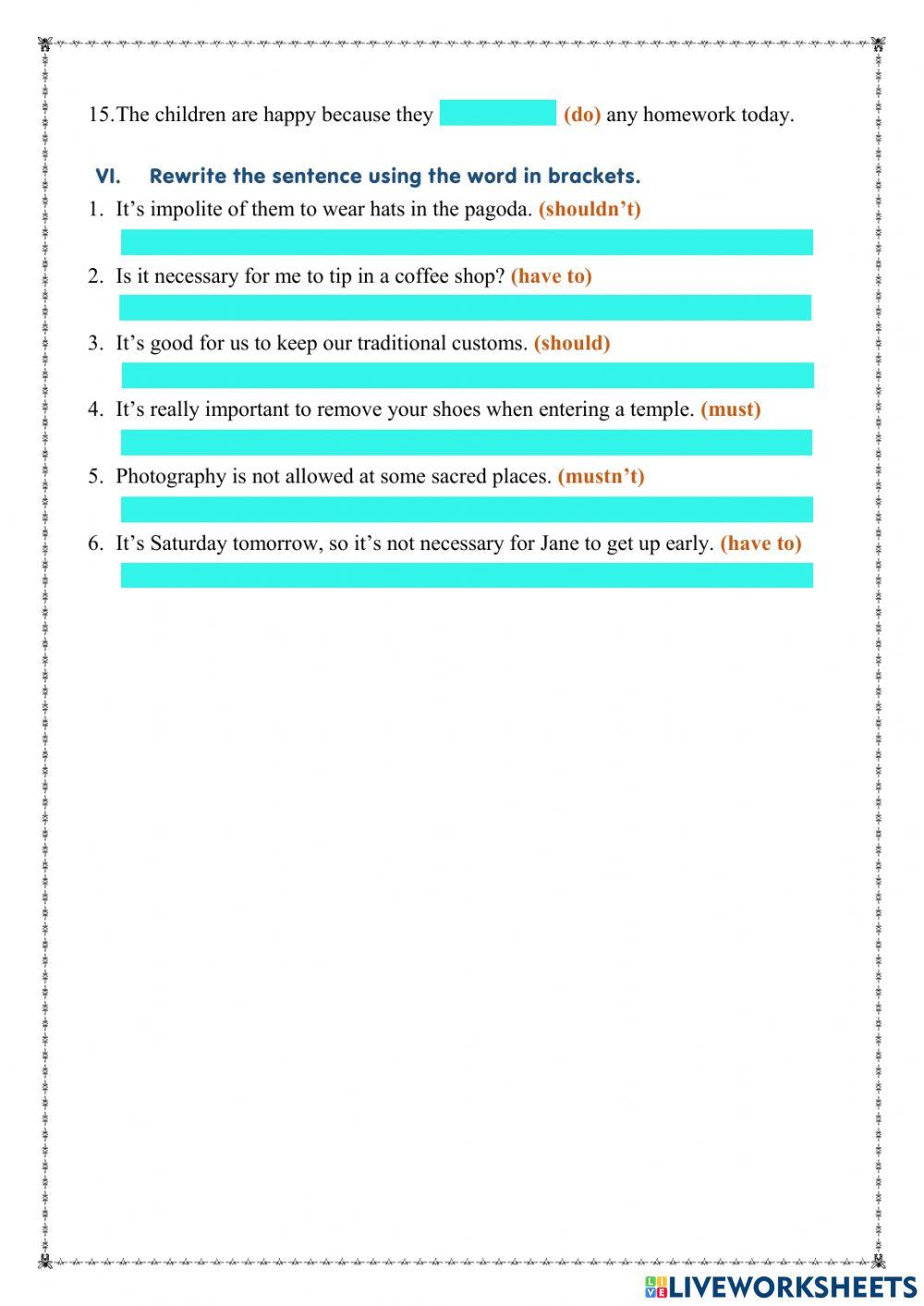 Modal verb practice