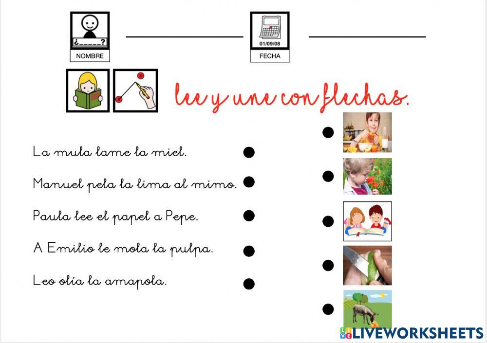 Leer oraciones con la m